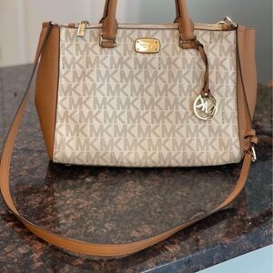 Michael Kors Brown and Cream Signature Tote Bag